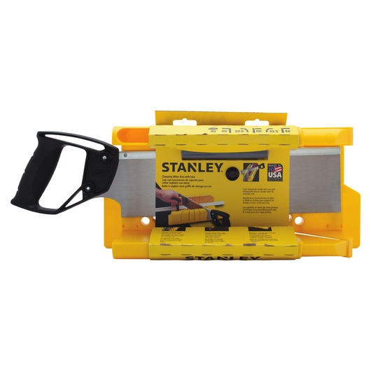 Clamping miter box with 14 inch saw in packaging.